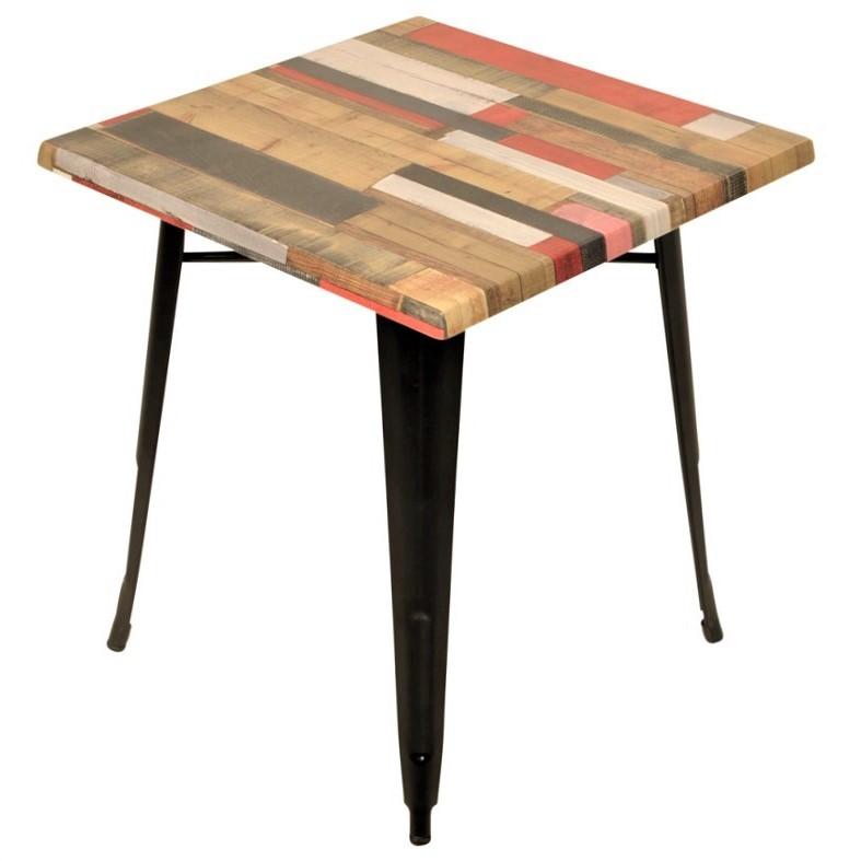 Tafel 70x70 cm vintage kleur met industrieel onderstel