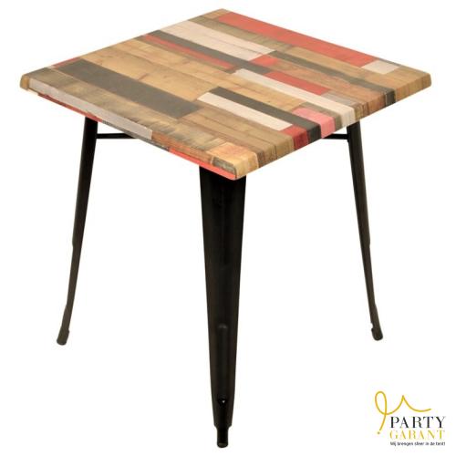 Tafel 70x70 cm vintage kleur met industrieel onderstel