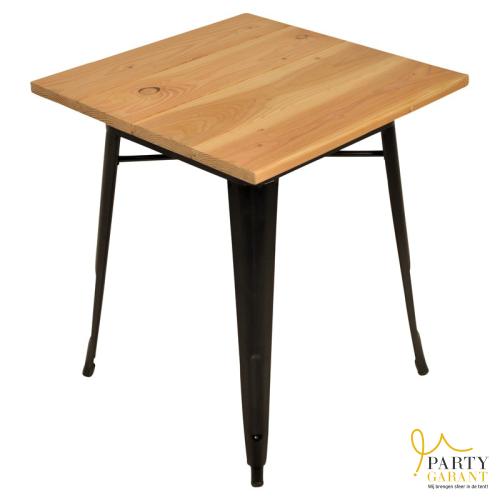 Tafel 70x70 cm hout met industrieel onderstel (4p)