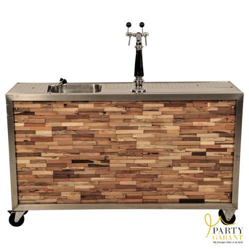Luxe mobiele bar houtstrip met aansluiten