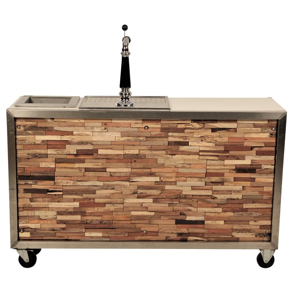 Luxe mobiele bar houtstrip en koeling. Geen spoelbak