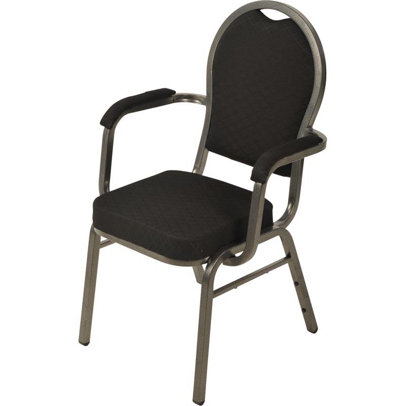 Stoelen huren |Stackchair zwart met armleuning