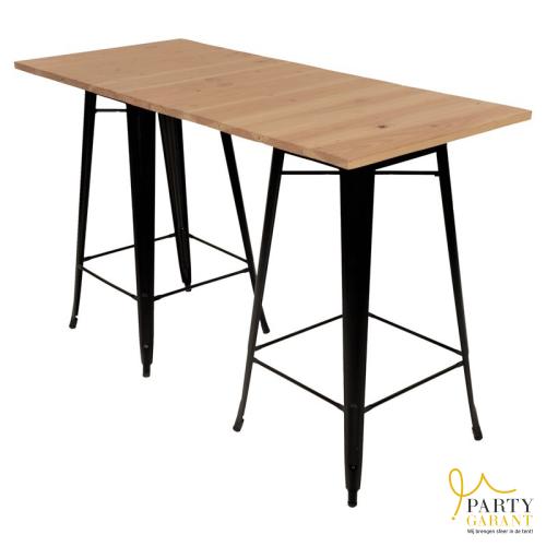 Statafel industrieel met hout (6p)